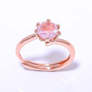 Authentic Rose Quartz Gemstone Rose Gold Plated Ring Adst (143)