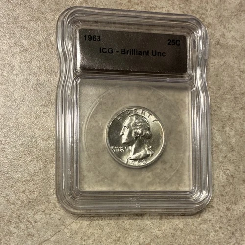 Washington Quarter 1963 ICG Brilliant Unc Silver 25C US COINS 90% Silver