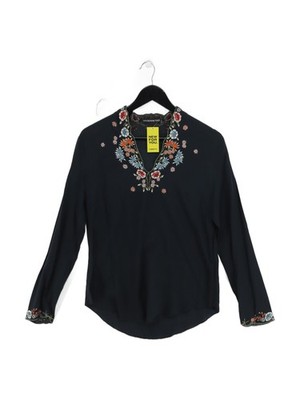 Vivienne Tam Damen Bluse S blau geblümt 100% andere Langarm V-Ausschnitt Basic