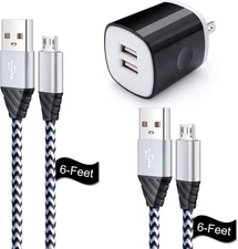 Micro USB Cable, Charging Block, 6FT Fast Charger Android Phone Cords NEW USA