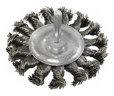 Brosse circulaire sur tige 75 mm - fils torsadés - Photo 1/2