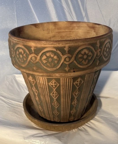 Antique Red Wing Brushware Planter 12 3/4” Jardiniere Matte Green