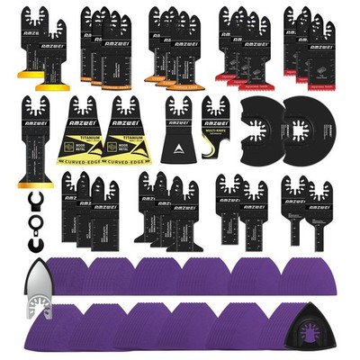 153PCS Multitool Blades Oscillating Tool with Sandpaper, Hook , Titanium Osci...