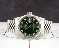 Rolex 36mm Datejust Steel Engine-Turned Green Dial Watch 16030 2