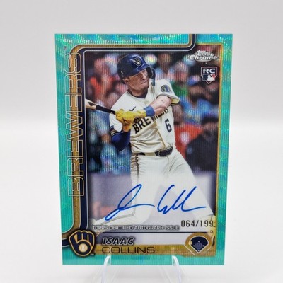 2025 Topps Chrome - Rookie Autographs Isaac Collins #RA-IC Aqua Refractor /199