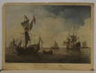 MARINE SCENE WITH SHIPS & BOATS 1760ca HUQUIER UNUSUAL ANTIQUE OPTICAL VIEW