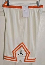 Jordan Shorts XL Boys Dri-FIT Sport Diamond Elastic Waist White Orange Trim NEW