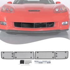 4PCS Front Grill Mesh Grille Guard Compatible with Corvette C6 2005 black