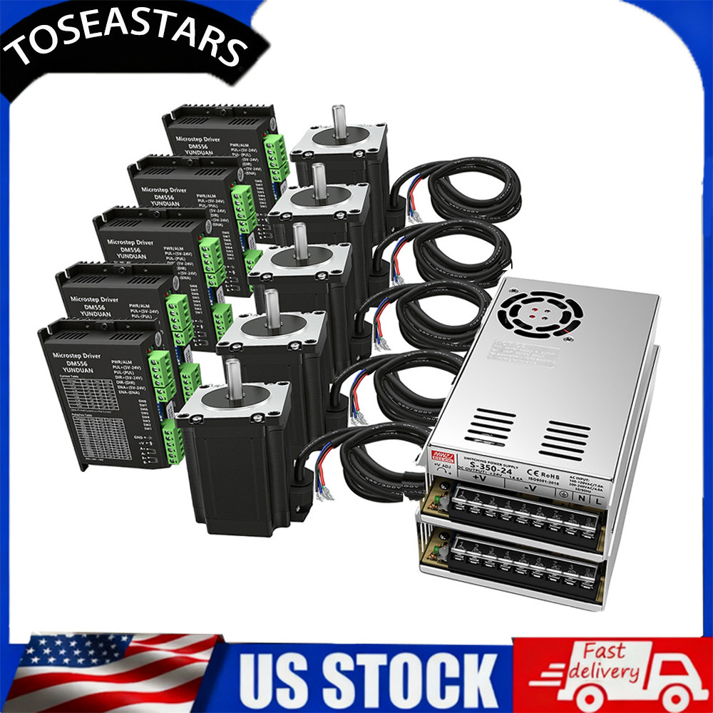 5 Axis 57 Nema 23 Stepper Motor 3NM 428oz.in Driver Power Supply Kits Step Motor