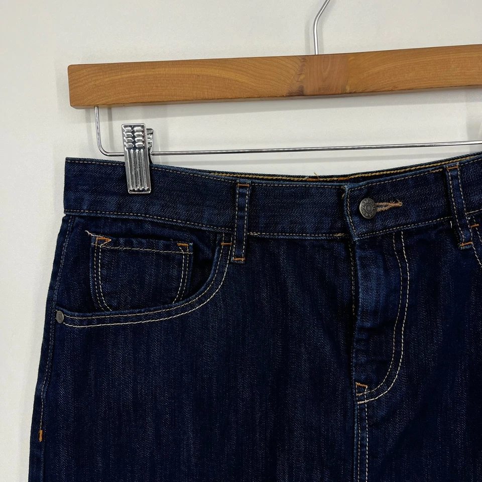 Falda vaquera antigua azul marino para mujer talla 8 azul tiro alto hasta la rodilla algodón lavado oscuro Foto 4 de 4