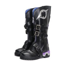 Genshin Impact Ororon Black Long Boot Cosplay Shoes Handmade Halloween Prop