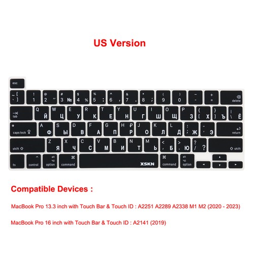 XSKN Russian Silicone Keyboard Cover for Macbook Pro Air 13 14 15 16 M1 M2 M3 - Picture 28 of 72