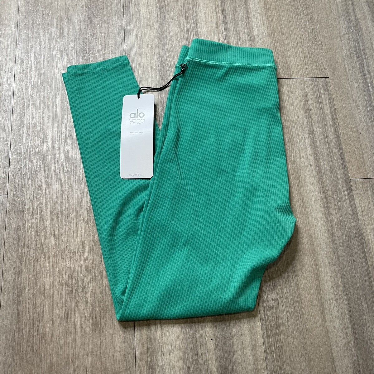Alo Yoga Ribbed High-Waist 7/8 Blissful Legging - Green