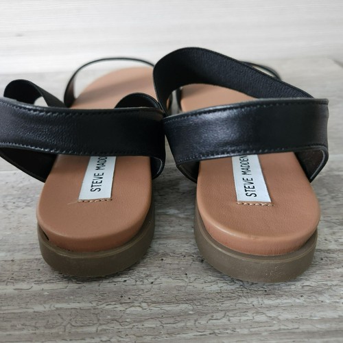 Steve Madden Darnell Black Leather Sling Back Light Packable Sandal Size 7.5 NEW - Picture 5 of 13