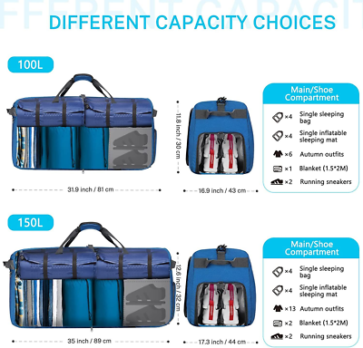 Gonex 40L 60L 80L 100L 150L Opvouwbare Reizen Plunjezak voor Bagage