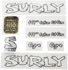 NOS Surly Ogre Decal Set White w/ Head Tube Badge Sticker Kit