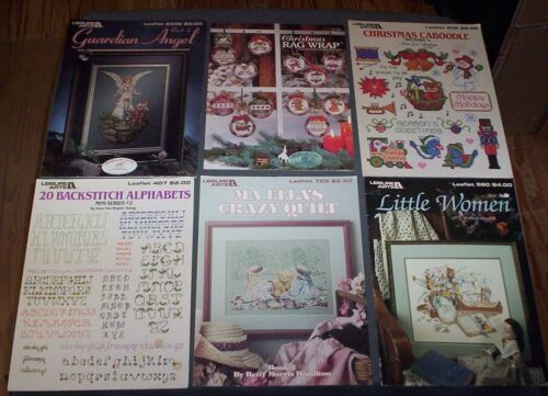 14 DIFF "LEISURE ARTS" VINTAGE COUNTED CROSS STITCH PATTERN LEAFLETS/CHARTS BKS