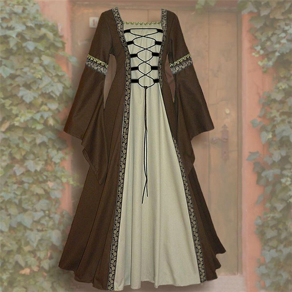 Renaissance Fancy Dress Maiden Costume Adult Medieval Halloween Lady ...