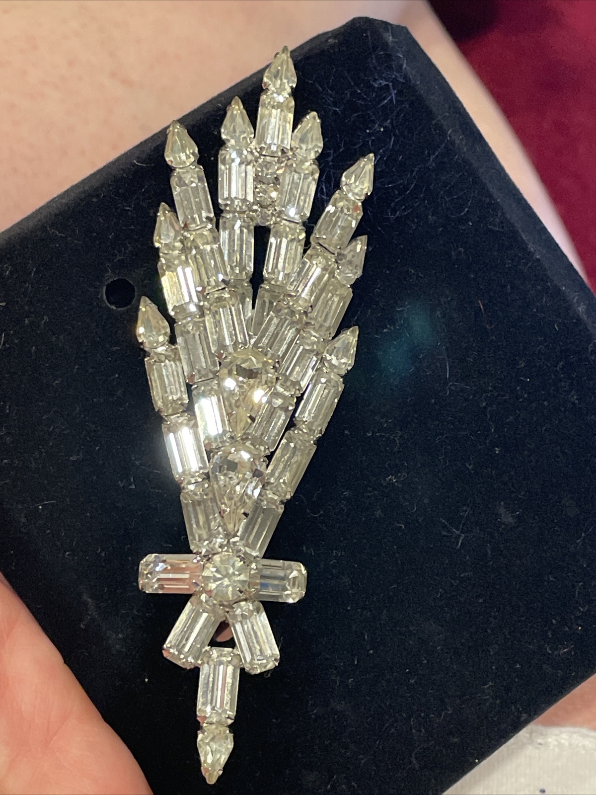 VTG Statement Minty Layered Clear Rhinestone Larg… - image 5