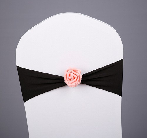 10 PCS Elastic Spandex Sashes Rose Flower Decor Wedding Banquet Chair Cover - Picture 2 of 17