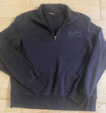 Michael Kors Men's 1/4 zip Pullover Black Sweatshirt w/ Black Logo Size XL