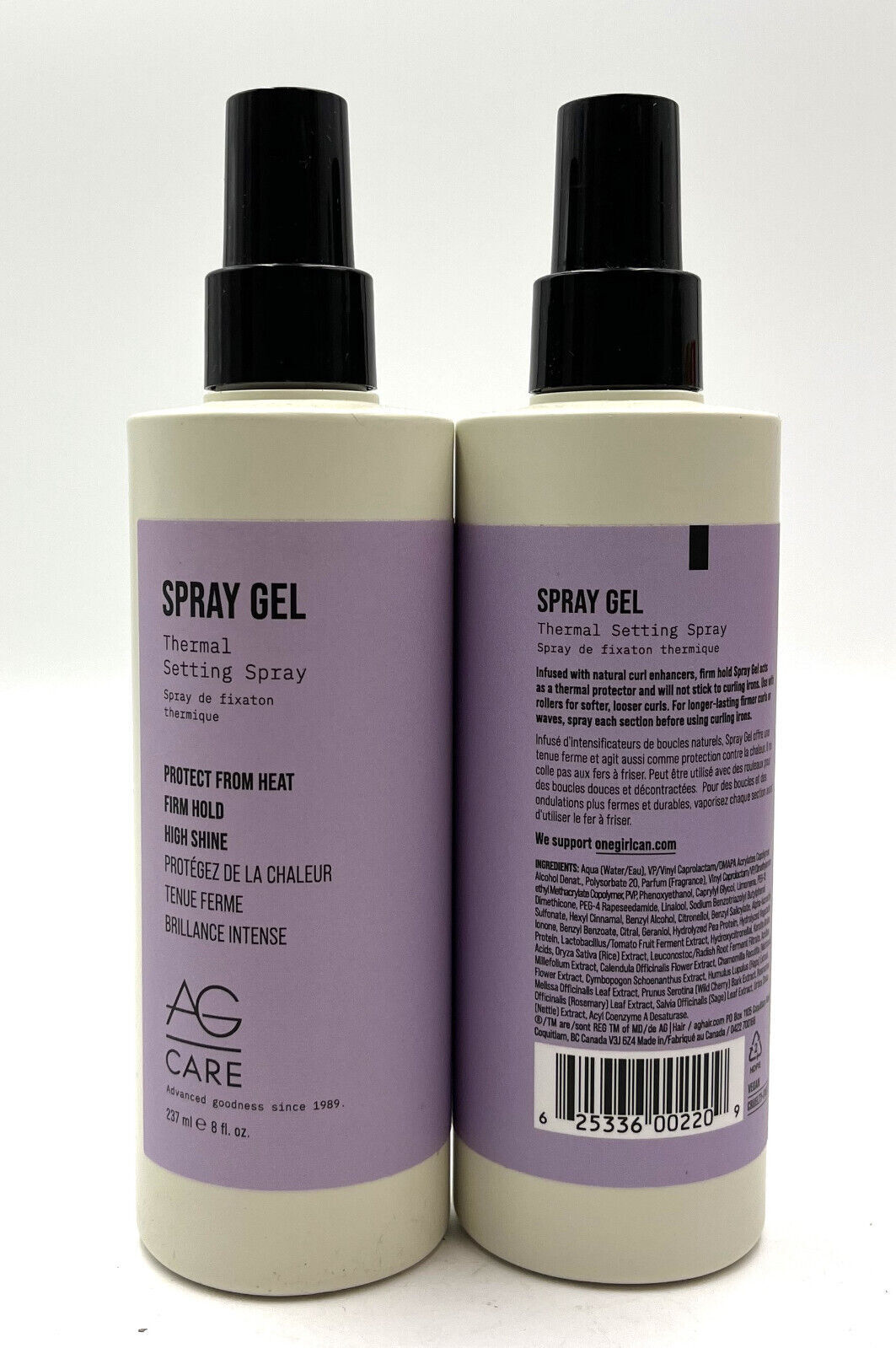 AG Care Curl Spray Gel Thermal Setting Spray 8 oz 2-Pack for Defined Curls