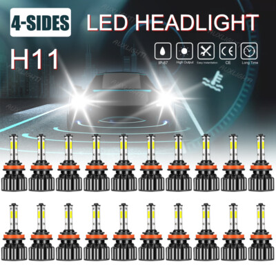 20PCS H11 6000K LED Headlight High Low Beam Bulb 120W 20000LM White DICN 4 Sides