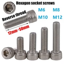 Left Hand Thread Socket Cap Screws - A2 Stainless Reverse Thread Hex Allen Bolts