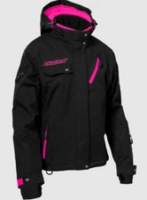 CASTLE X POWDER SNOWMOBILE JACKET WINTER COAT REMOVABLE HOOD BLACK/PINK WOMEN'S