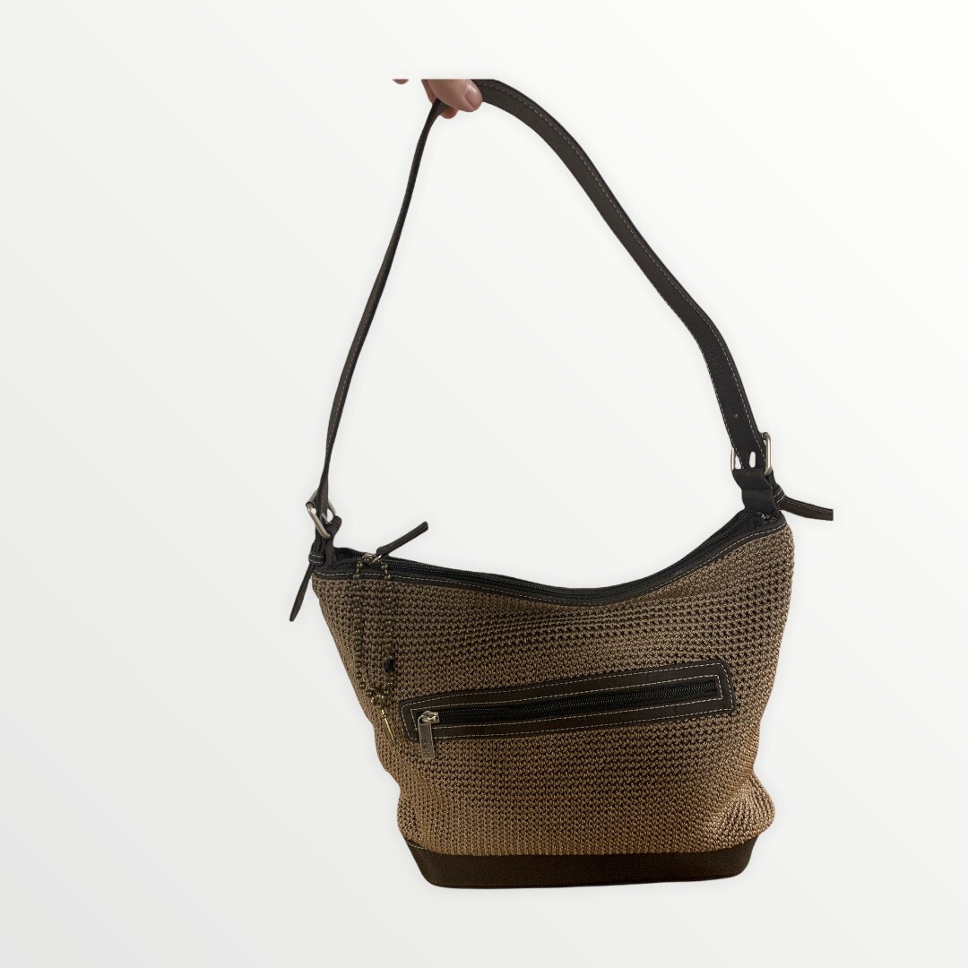 The SAK Woven Crochet Hobo Retro Boho shoulder bag Browns 