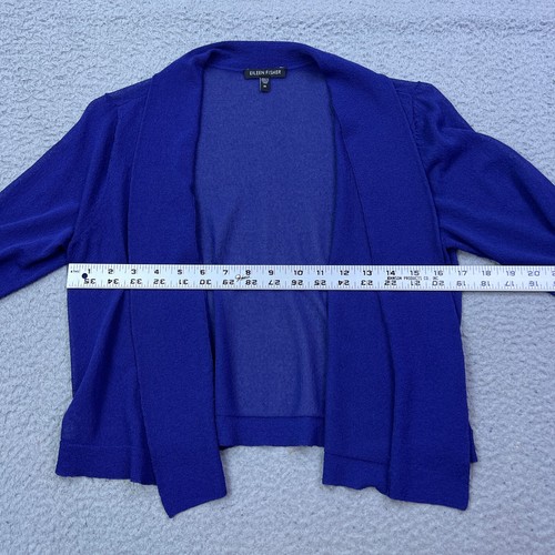 Eileen Fisher Cardigan Women's M Blue Sheer Drape Open Front Wrap Italian Yarn - Picture 3 of 8