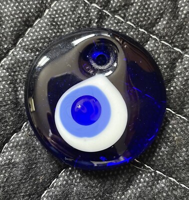 Evil Eye Pendant Charm Necklace Bead Glass 1 3/4 
