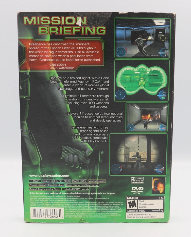 Syphon Filter: The Omega Strain Sony PS2 Game CIB w/ Slipcover NO US TARIFFS - Image 2 of 4