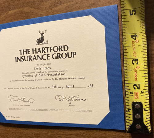 Vintage 1985 The Hartford Insurance Group Mitarbeiterzertifizierung Hartford CT R17 - Bild 16 von 17