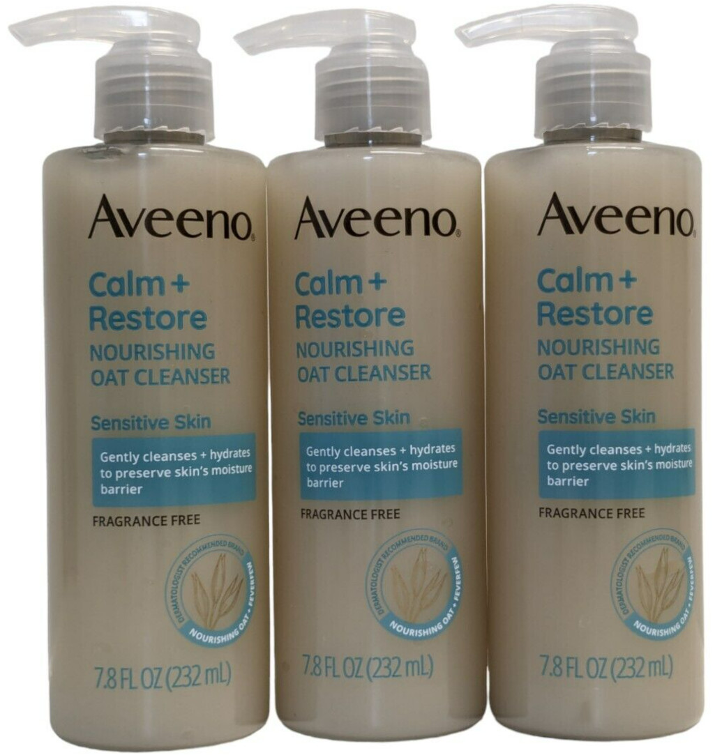 Aveeno Nourishing Face Wash Sensitive Skin Calm Restore Fragrance Free 3 Pack