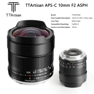TTArtisan APS-C 10mm F2 ASPH Wide Angle Lens for Fujifilm Fuji X Mount Cameras