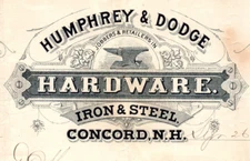 Billhead Humphrey Dodge Hardware Iron Steel Anvil Concord NH New Hampshire
