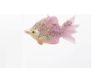 5.5 Under The Sea Pink Beaded Glass Fish With Mesh Tail Christmas Ornament on sale 5.5 Under The Sea Pink Beaded Glass Fish With Mesh Tail Christmas Ornament on sale
