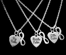 Sister Necklace Set Big Sister Middle Sister Little Sister Heart Gift Jewelry