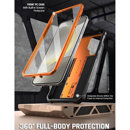 Pour Samsung Galaxy S24 Coque avec Béquille Slide Caméra Protection Housse Orange - Photo 3 sur 7