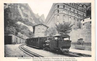 MONTSERRAT, SPAIN, ESTACION DEL CREMALLERA, TRAIN, APOSENTOS DE N.S. c 1904-14
