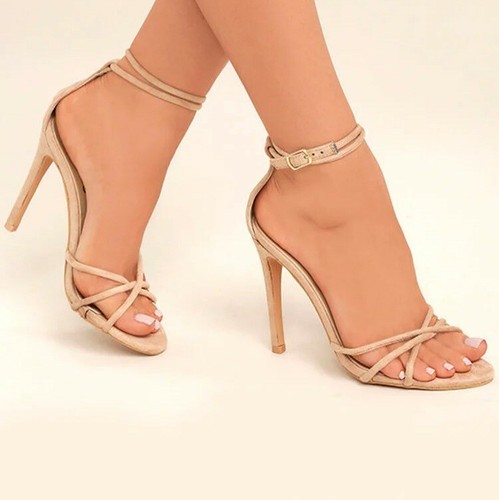 Lulus Damita Strappy Suede Heels Size 
