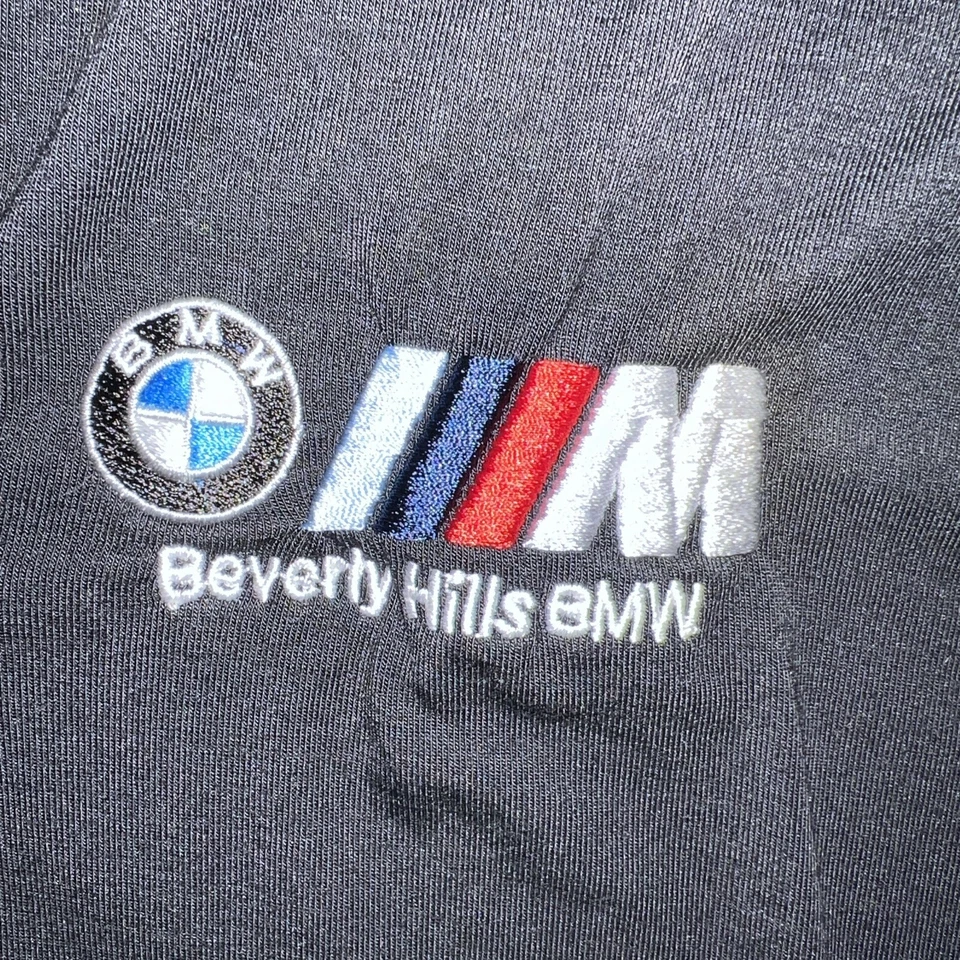 Camisa polo Beverly Hills BMW AMG para mujer pequeña negra autoridad portuaria automática vintage Foto 3 de 4
