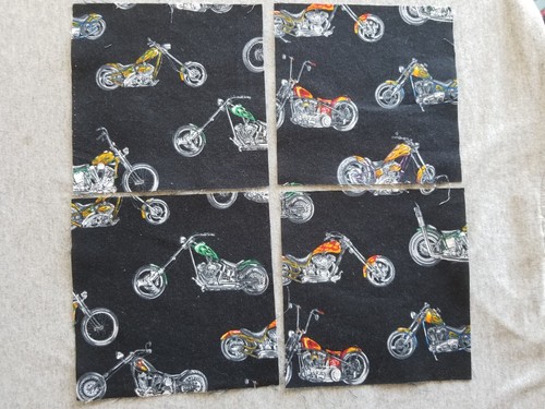 Motorcycles On Black Background Lot of 25 Precut 6" Cotton Squares - Picture 3 of 5