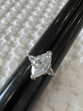 Cubic Zirconia Engagement Cluster Band 925 Sterling Silver Ring Size 8 3/4