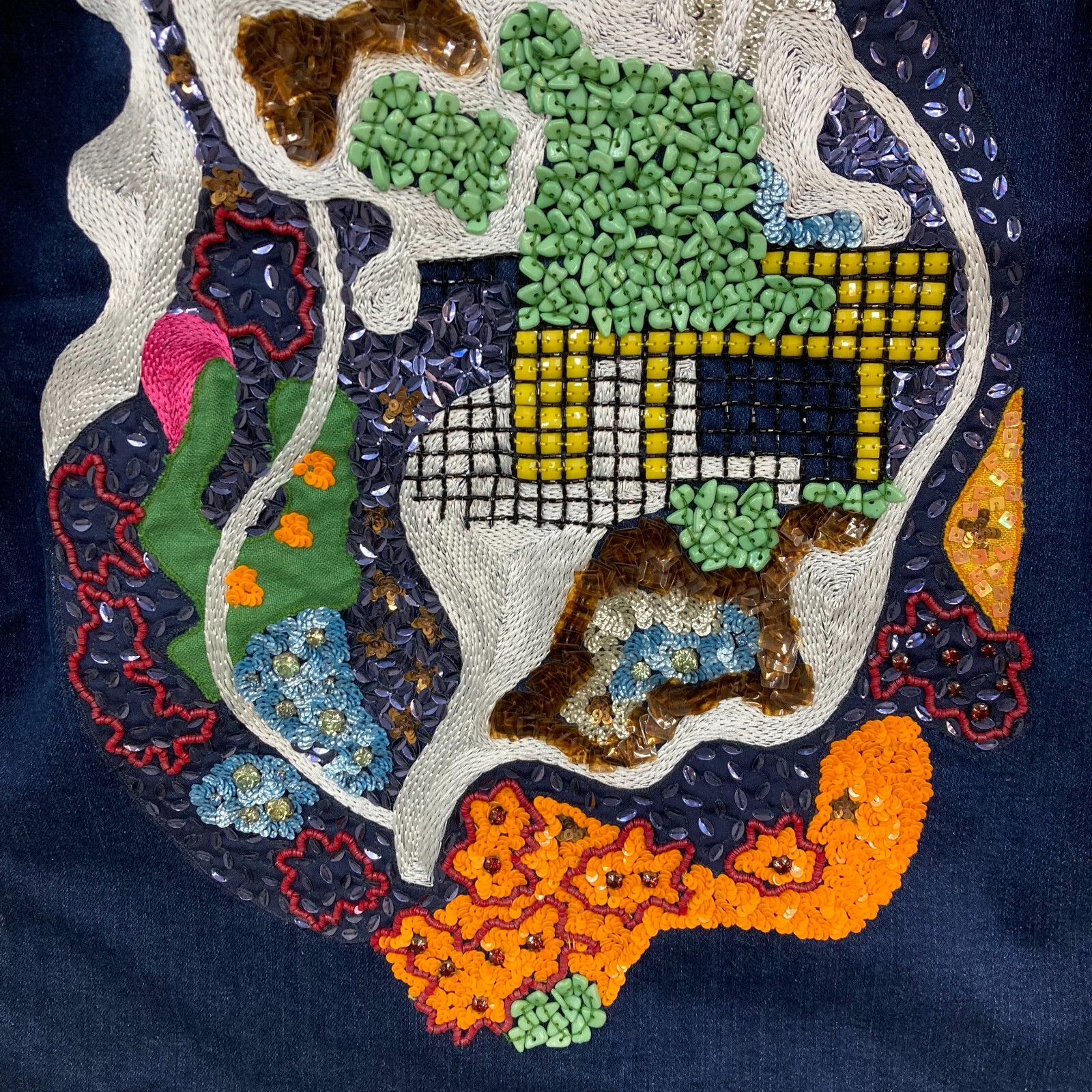 MSGM Jacket Womens 40 Blue Sequin Embroidered Det… - image 12