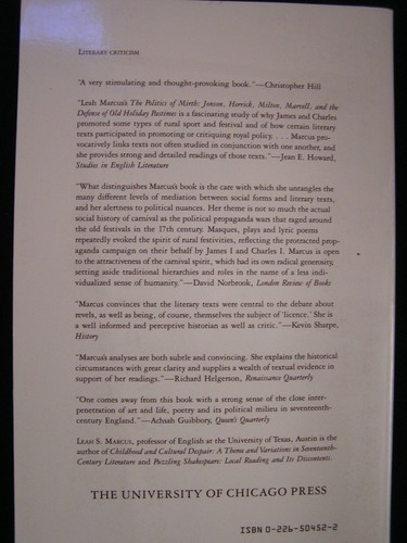The Politics of Mirth : Jonson, Herrick, Milton, Marvell, and the Defense of Old - Picture 3 of 3