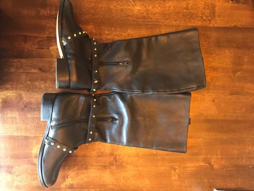 Bebe Black Buckle High Boots Sz 6 Brand New - Picture 5 of 8