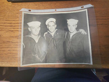 3 Handsome U.S. Navy Sailors vintage 8x10 imagery- circa 1940s historical photo