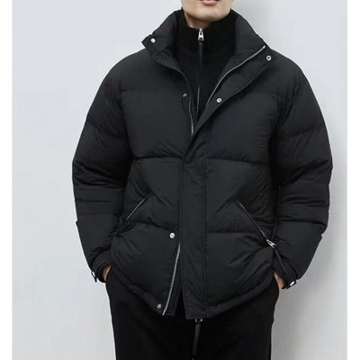 Down Jacket Men Stand Collar Down Jacket Solid Color Coat Duck Down Warm Jacket